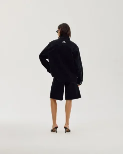 Oversized Denim Shirt, Women - Black