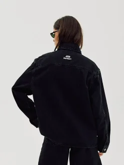 Oversized Denim Shirt, Women - Black