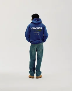 Oversized Hoodie, Men - Moto - Cobalt Blue