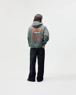 Oversized Hoodie, Men - World Tour - Washed Black