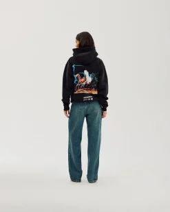 Oversized Hoodie, Women - Horsepower - Black