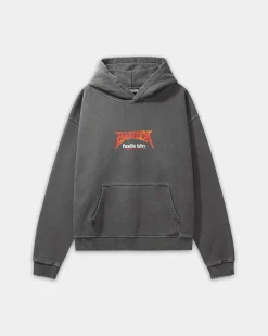 Oversized Hoodie, Women - World Tour - Washed Black