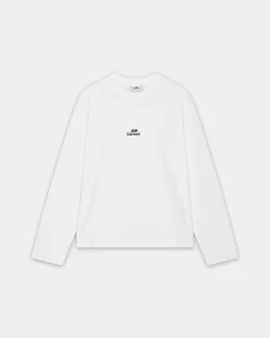 Oversized Longsleeve T-shirt Logo, Men - White