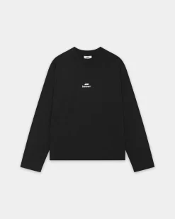 Oversized Longsleeve T-shirt Logo, Men - Black