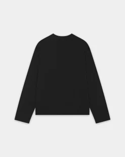 Oversized Longsleeve T-shirt Logo, Men - Black