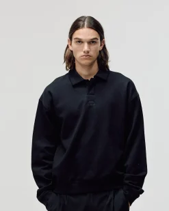 Oversized Polo Crewneck, Men - Black