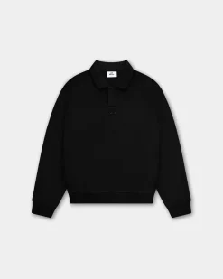 Oversized Polo Crewneck, Men - Black