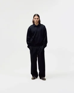 Oversized Polo Crewneck, Men - Black