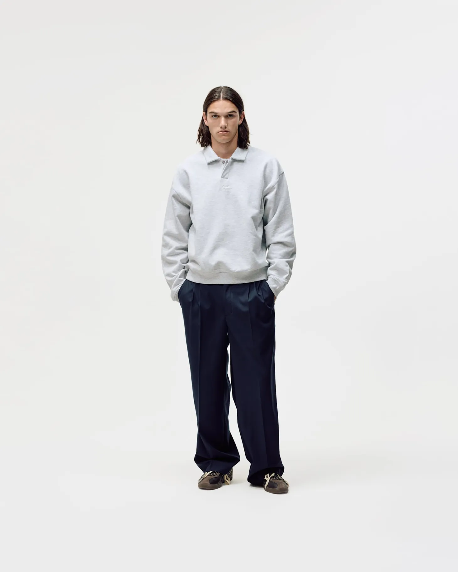 Oversized Polo Crewneck, Men - Cloudy Grey