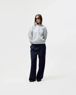 Oversized Polo Crewneck, Women - Cloudy Grey
