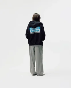 Oversized Zip Hoodie, Women - Garment Services - Black