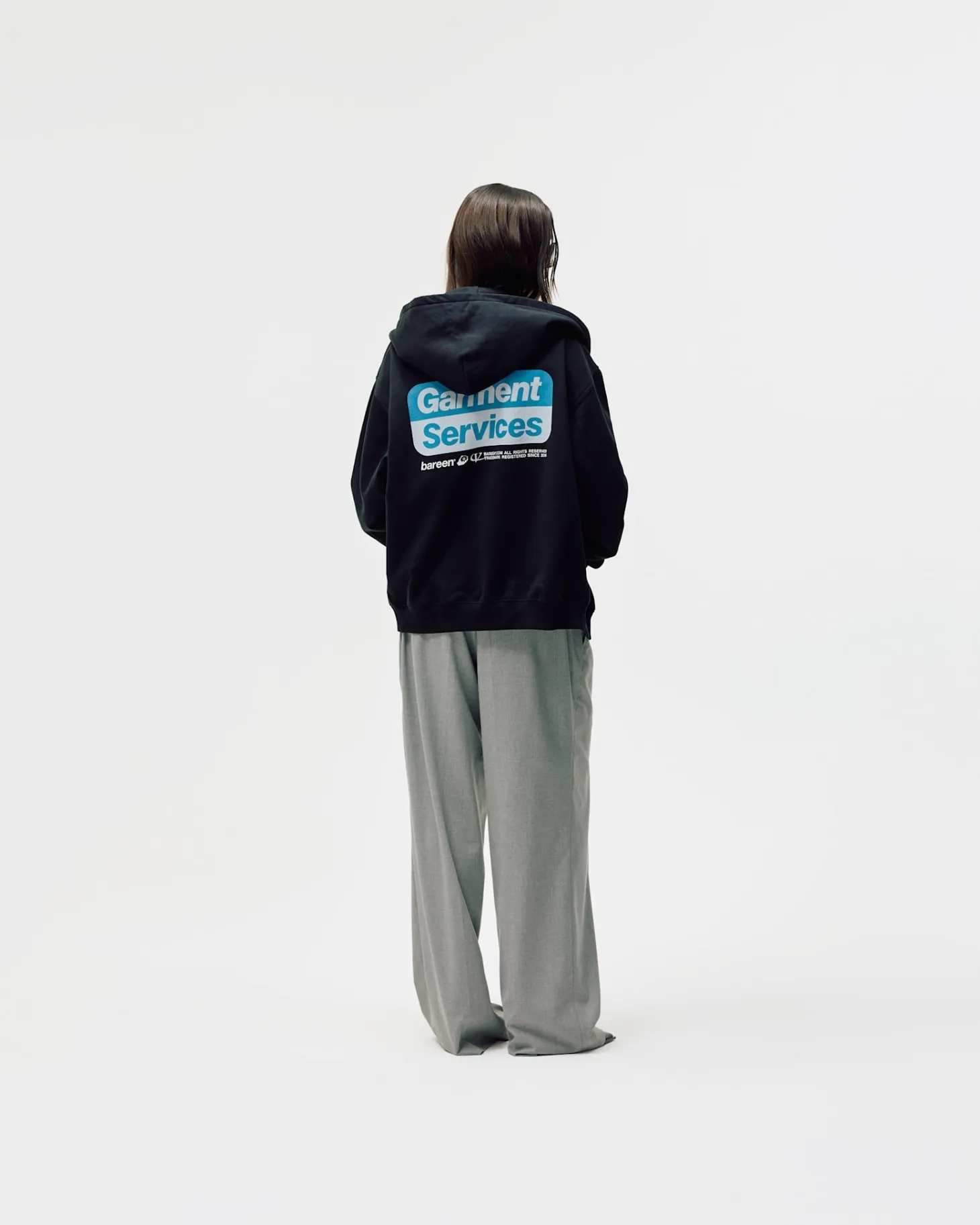 Oversized Zip Hoodie, Women - Garment Services - Black