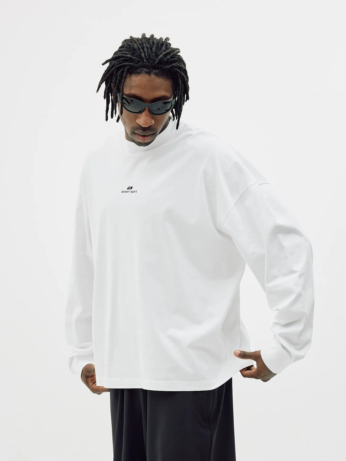 Oversize Mock Neck, Men - White