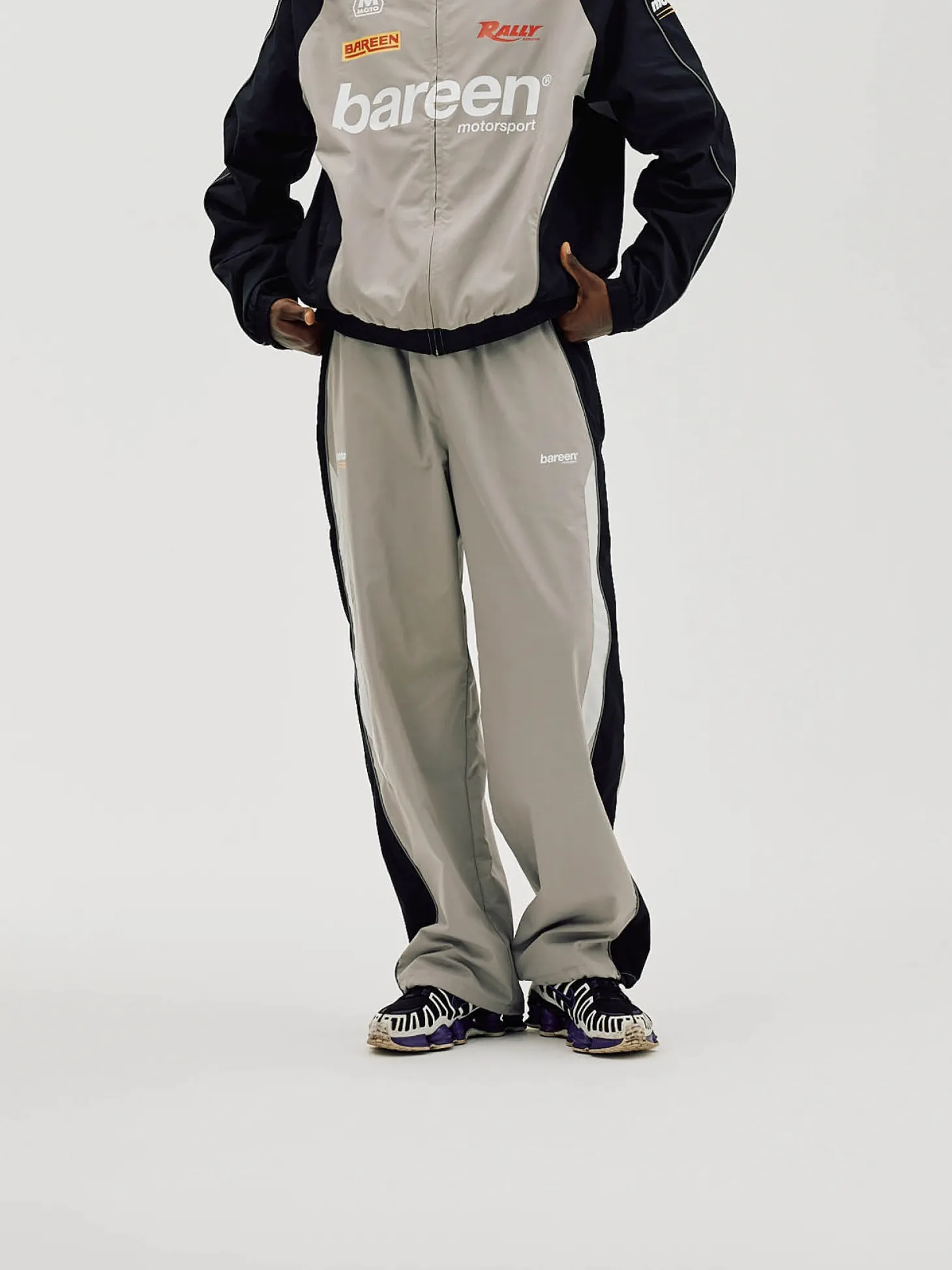 Oversize Track Pants, Men - Ghost Grey