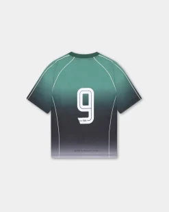 Short Sleeve Football Jersey, Women - Teal Gradient