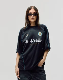Short Sleeve Football Jersey, Women - Black