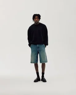 Straight Denim Shorts, Men - Faded Blue