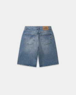 Straight Denim Shorts, Men - Faded Blue
