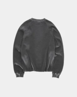 Vintage Oversized Waffle Long Sleeve, Women - Stone Black