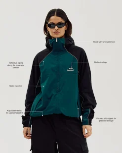 Windbreaker, Women - Black / Dark Teal