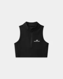 Women's Cropped Half-Zip Top - Black