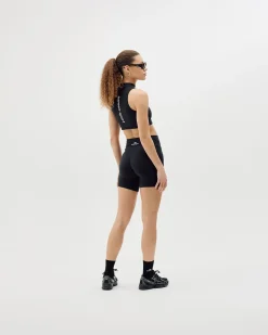Women's Cropped Half-Zip Top - Black