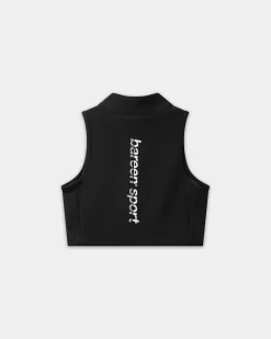 Women's Cropped Half-Zip Top - Black