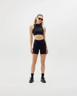 Women's Cropped Half-Zip Top - Black