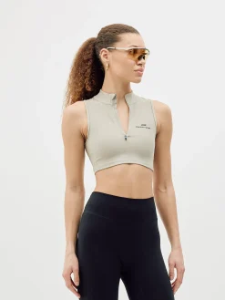 Women's Cropped Half-Zip Top - Clay