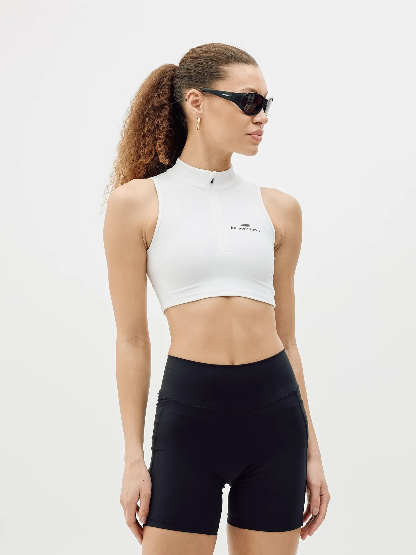 Women's Cropped Half-Zip Top - White