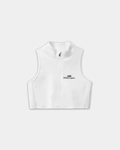 Women's Cropped Half-Zip Top - White