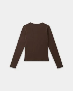 Women's Logo Stretch Long Sleeve - Brown